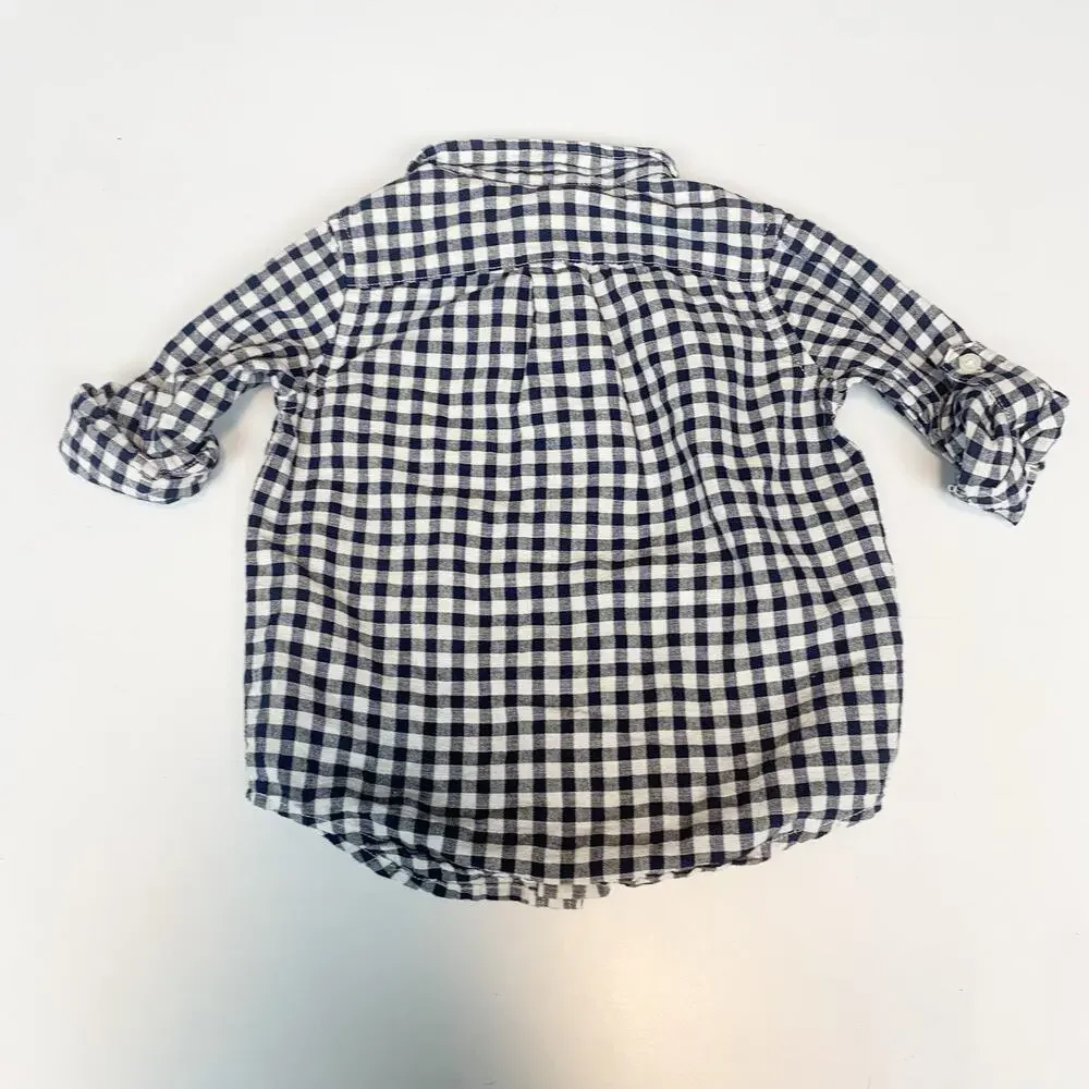 Janie and‎ Jack Shirt Boys 2T Gingham Print Linen Blend Button Up Preppy Classic
